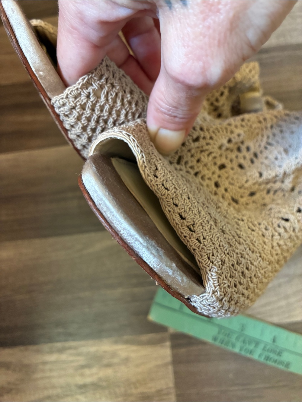 Vince Camuto Beige Crochet Peep-Toe Heels - Picture 16 of 16